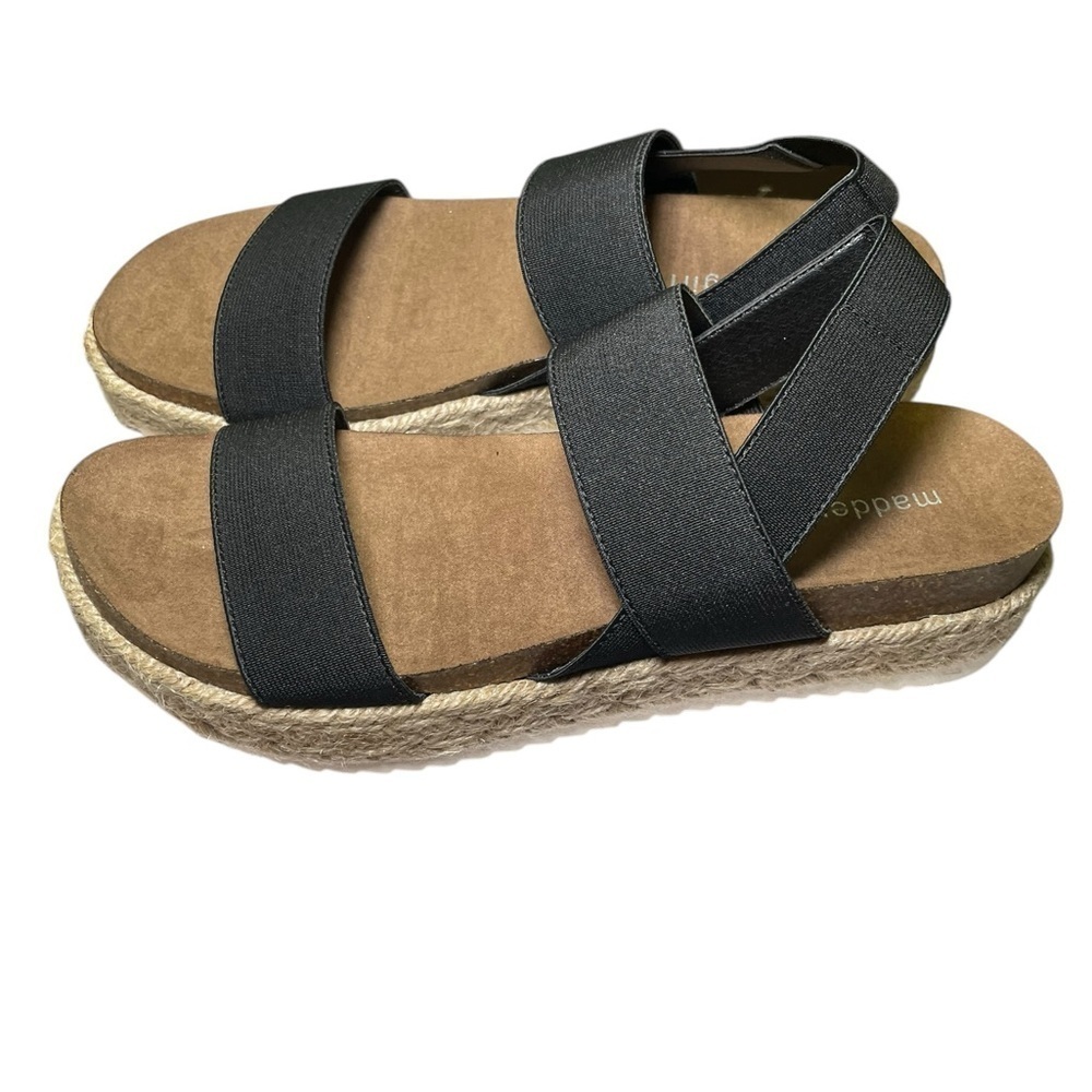 Madden Girl Cassie Black Strappy Espadrille Sandals Size 8 NIB